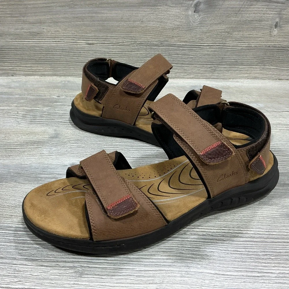 Clarks Collection 261594717110 Tan Leather Hapsford Creek Sandals Men's US 12 M